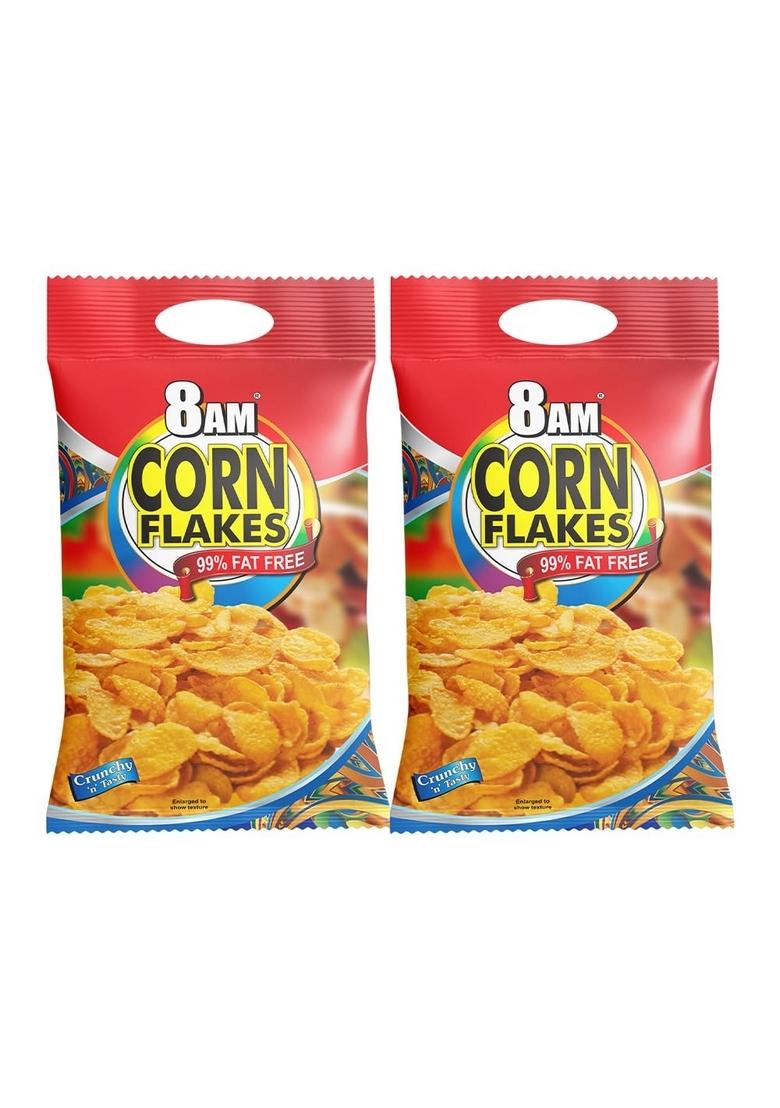 8Am Corn Flakes, Made With Golden Corns, Delicious And Nutritious Breakfast Cereals, 99% Fat Free Crunchy And Tasty Snacks For Daily Life, Include Light And Crispy Whole Grain, 500Gm Pouch (Pack Of 2)