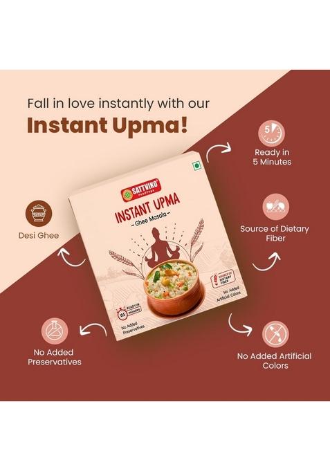 Sattviko Instant Upma Meal | Healthy Quick Nutrituos Meal | Pack Of 3 (40G Each)
