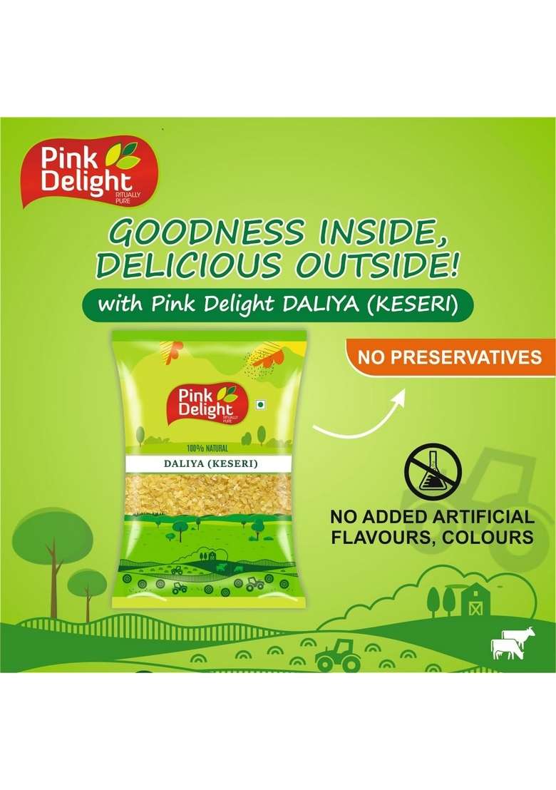 Pink Delight Roasted Organic Kesri Daliya (Broken Wheat) 1Kg - Indya