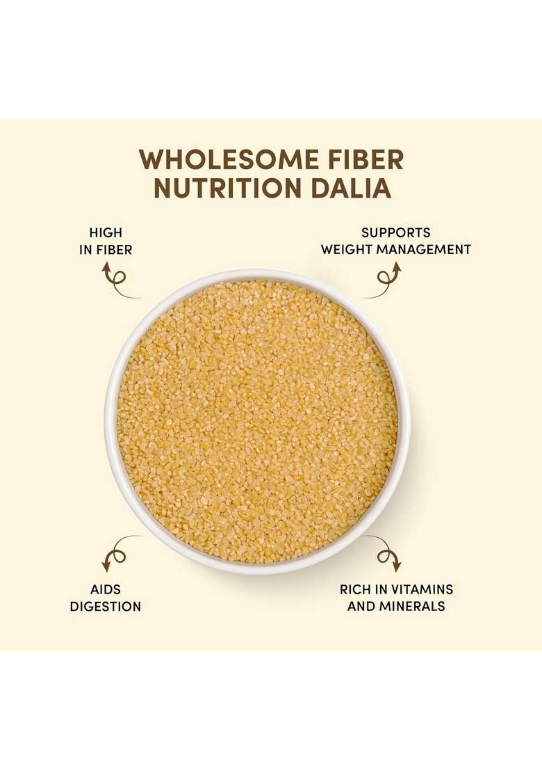 Go Earth Organic Wheat Dalia, 1Kg | Broken Wheat Superfood | High Protein, Iron, Zinc & Fiber | Healthy Food For Breakfast, Porridge & Pulao - Indya