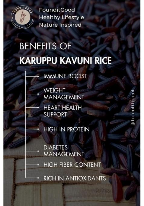 Founditgood Karuppu Kavuni Rice Pongal Mix – Supports Weight Management, Heart & Metabolic Health – Antioxidant-Rich Ready-To-Cook Gluten-Free Black Rice