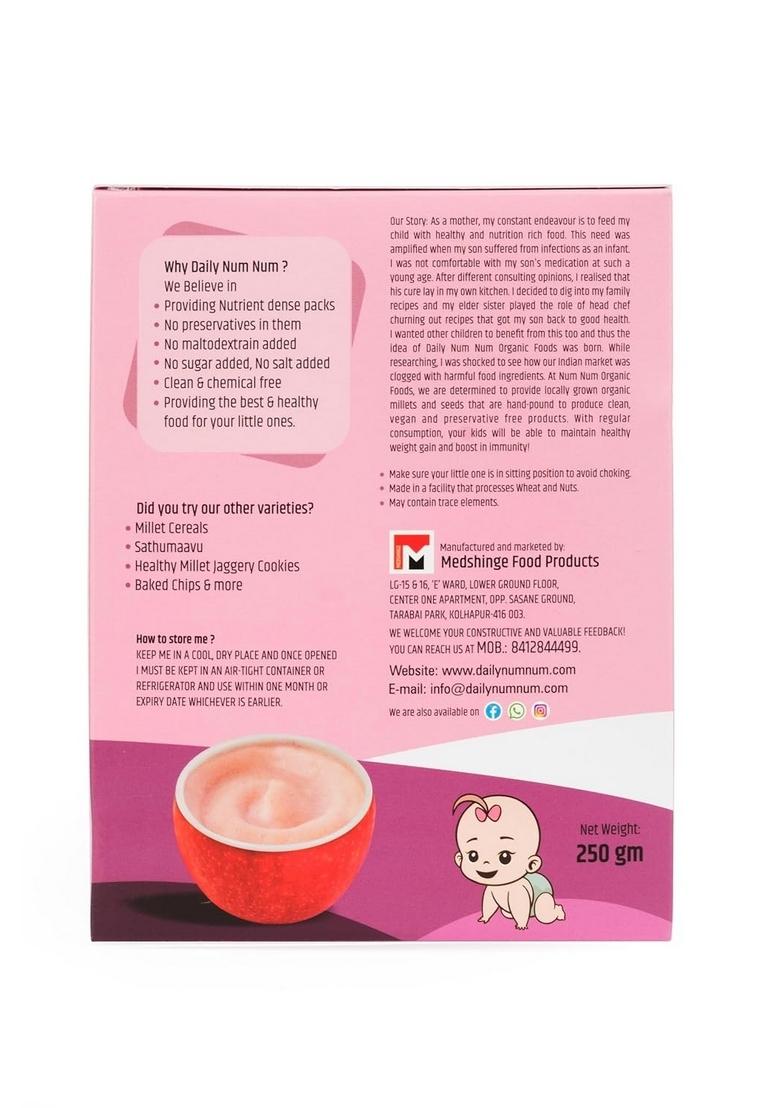 Num Num Cereals For Kids | Instant Wheat Apple Almonds | No Salt, No Sugar Whole Grains Cereals | Healthy Food For Little Ones With Milk | 250 Gms