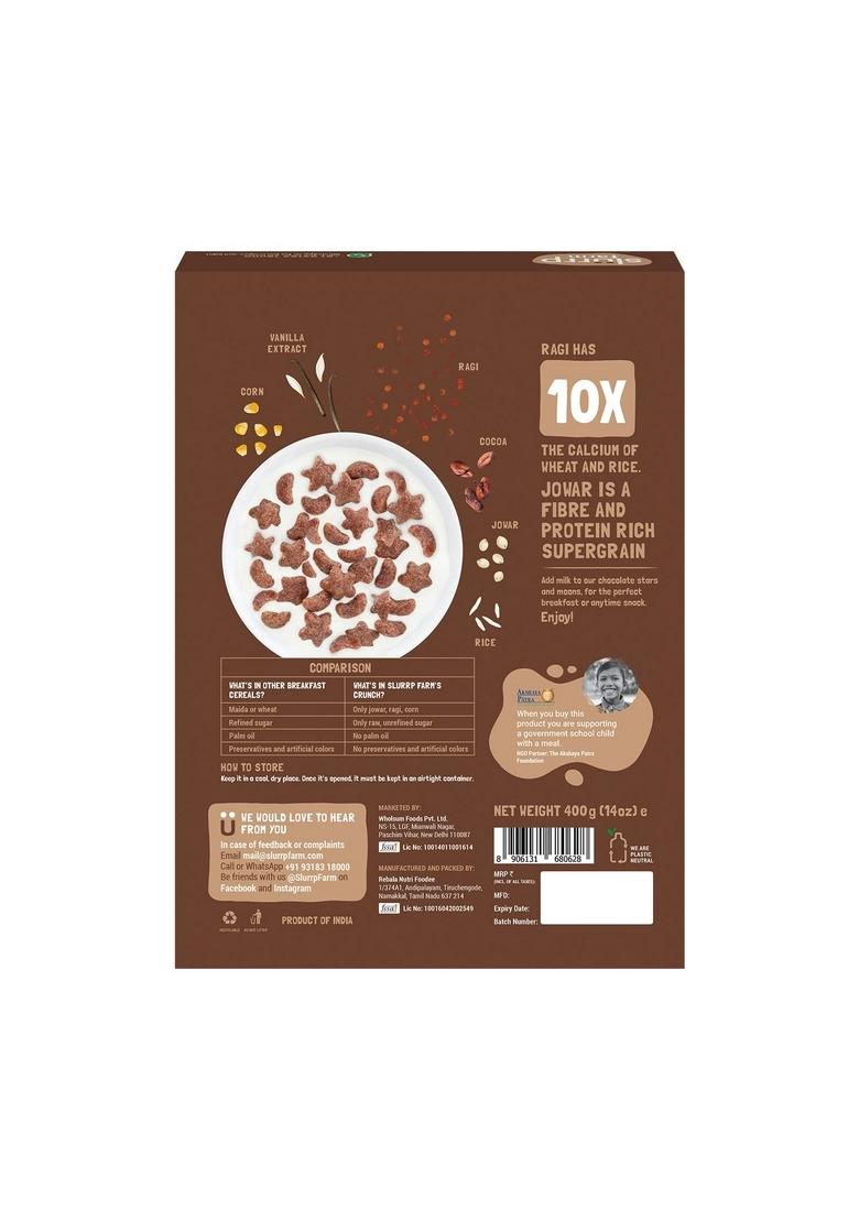 Slurrp Farm Choco Crunch Chocolate Cerealfor Kids | 400 G & Slurrp Farm Healthy Snacks For Kids | Mighty Puff Cheese & Herbs| 8X 20G Each