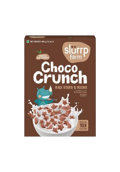 Slurrp Farm Choco Crunch Chocolate Cerealfor Kids | 400 G & Slurrp Farm Healthy Snacks For Kids | Mighty Puff Cheese & Herbs| 8X 20G Each