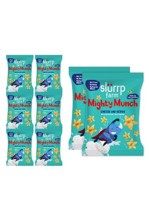Slurrp Farm Choco Crunch Chocolate Cerealfor Kids | 400 G & Slurrp Farm Healthy Snacks For Kids | Mighty Puff Cheese & Herbs| 8X 20G Each