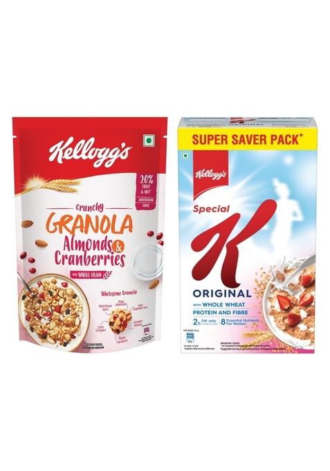Kellogg'S Combo, Kellogg'S Crunchy Granola Almonds And Cranberries 460G And Kellogg'S Special K Original, Breakfast Cereals, 900G