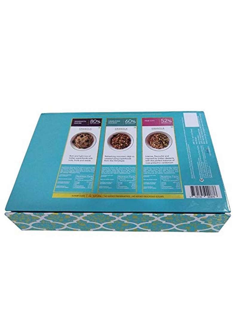 Thenibblebox Luxury Breakfast Collection - Assorted Set Of 3 Breakfast Granola, 300G [With Min 52% Dry Fruits, Gluten Free, Vegan Friendly, No Refined Sugar] Hard Box With Magnet Lock And Metallic Foiling On The Box - Indya