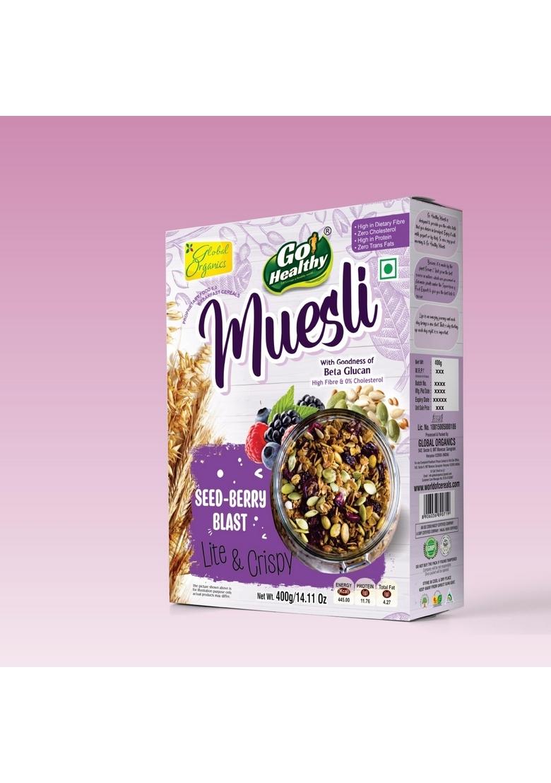 Go Healthy Muesli Seed Berry Blast 400G Box | High-Fiber & Protein Cereal | Packed With Super Seeds & Real Berries | Nutritious Breakfast & Healthy Snack