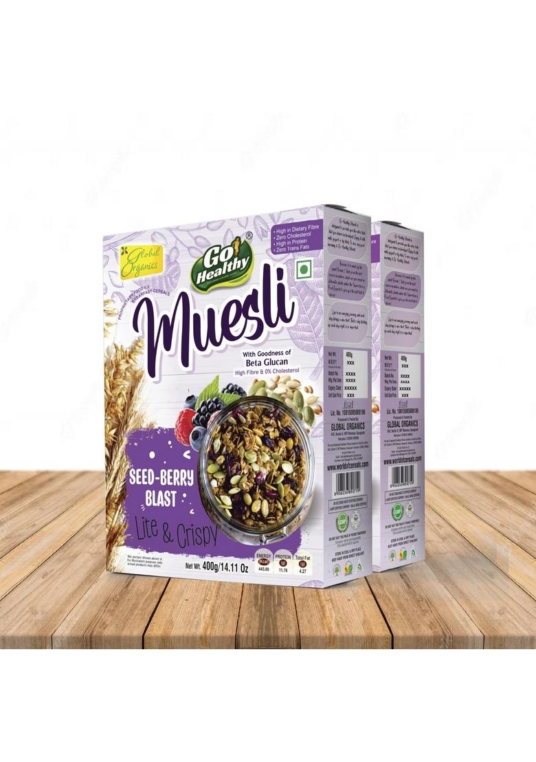 Go Healthy Muesli Seed Berry Blast 400G Box | High-Fiber & Protein Cereal | Packed With Super Seeds & Real Berries | Nutritious Breakfast & Healthy Snack