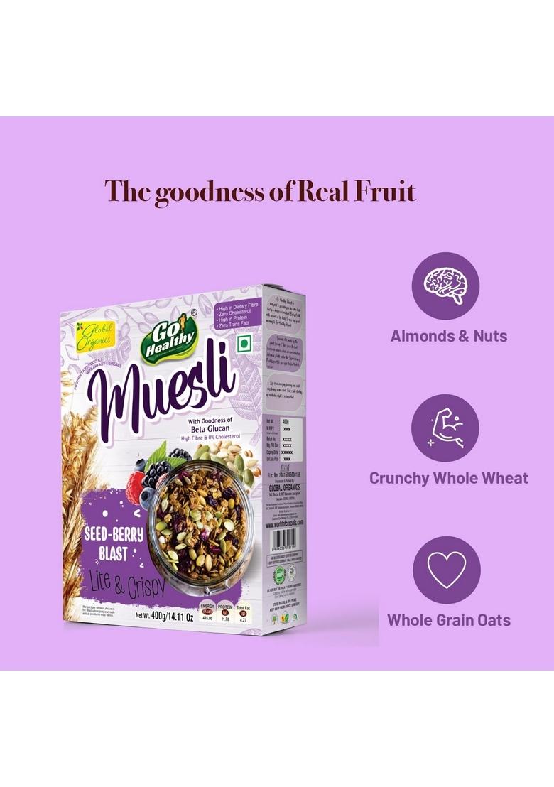 Go Healthy Muesli Seed Berry Blast 400G Box | High-Fiber & Protein Cereal | Packed With Super Seeds & Real Berries | Nutritious Breakfast & Healthy Snack