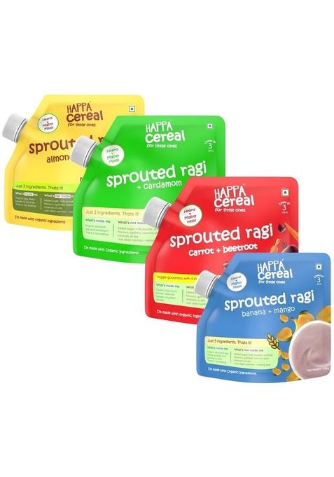 Happa Ragi Cereal For Babies | Only 3 Ingredients | No Sugar, Oil, Milk Powder, Flavours Or Colours | Traditional Porridge Recipe | Cooks In 3 Minutes | Stage 2 (6 Months+) | Pack Of 4 (200G Each)