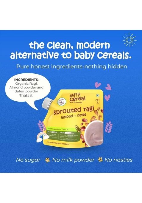 Happa Ragi Cereal For Babies | Only 3 Ingredients | No Sugar, Oil, Milk Powder, Flavours Or Colours | Traditional Porridge Recipe | Cooks In 3 Minutes | Stage 2 (6 Months+) | Pack Of 4 (200G Each)