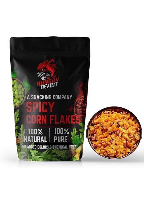 Fried Spicy Cornflakes | Crunchy Breakfast Cereal | Maize Poha | Fried Spicy And Crispy Corn Flakes |Makai Pova | Corn Fryums | Makki Poha - Grams (500)