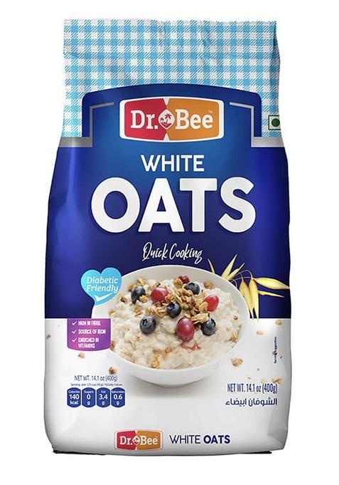 Dr.Bee White Oats | 400 Grams | Rolled Oats | 100% Natural Wholegrain | Nutritious Breakfast Cereals | Porridge | Easy To Cook | വൈറ്റ് ഓട്സ് | सफेद ओट्स