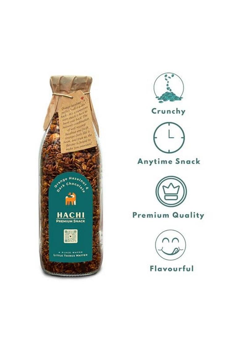 Hachi Orange Hazelnut & Dark Chocolate Granola – 150 Gm | Oats, Chocochips, Fresh Fruit Juice, Nuts & Seeds | Fiber, Proteins & Healthy Fats Rich | Gluten-Free, Vegan, Healthy & Nutritious Cereals |