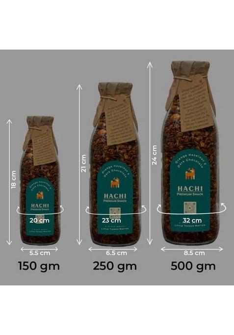 Hachi Orange Hazelnut & Dark Chocolate Granola – 150 Gm | Oats, Chocochips, Fresh Fruit Juice, Nuts & Seeds | Fiber, Proteins & Healthy Fats Rich | Gluten-Free, Vegan, Healthy & Nutritious Cereals |