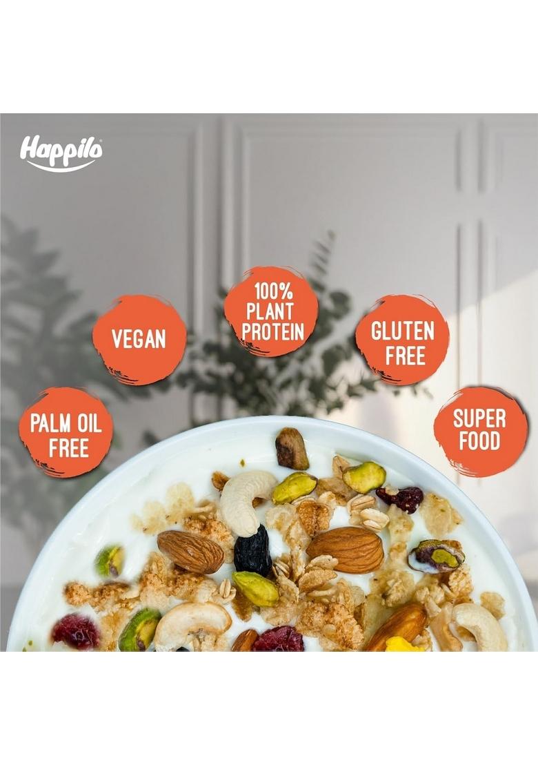 Happilo Loaded Fruit & Nuts Muesli 400G, Healthy Food For Breakfast, 50% Dried Fruits & Nuts, 4 Whole Grains, Prebiotics Fiber, Naturally Cholesterol Free, No Added Sugar (Pack Of 2)