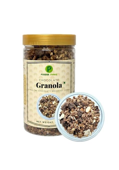 Poddar Farms® Chocolate Granola | Crunchy, Nutritious Mix With Premium Cocoa, Almonds, And Multigrain Crispies | 250G