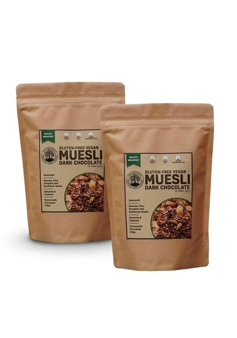 Peepal Farm Gluten Free Chocolate Vegan Muesli | Handmade Wholegrain Breakfast Cereal | No Added Artificial Flavors & Preservatives | Pack Of 2 (200G Each)