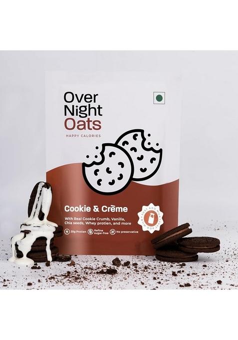 Overnight Oats 20Gm High Protein, Refined Sugar Free, Cookies & Creme, Chia Seeds, Whey Protein & More| Breakfast Cereals For Weight Management| (Cookies & Creme, Pack Of 5)