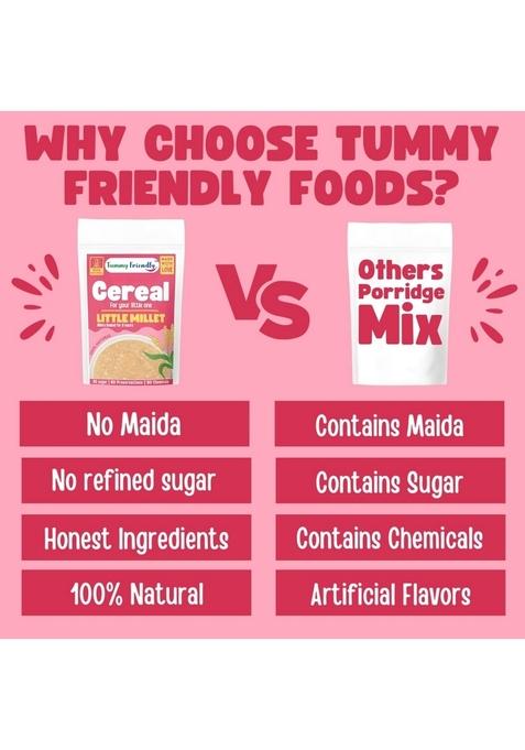 Tummyfriendly Foods Little Millet Cereal For Baby Toddler Kids 2 Year Old | Baby Food For 2+ Year Old | Maximum Nutrition From Real Food. Available In Trial Baby Packs Too. 200G, (100G Each Pack)