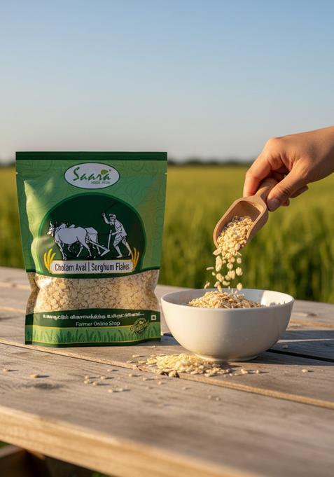 Vs Products Organic Jowar Flakes | Sorghum Flakes |Cholam Aval |Jonna Atukulu |Jola Avalakki | Jowar Poha 1Kg