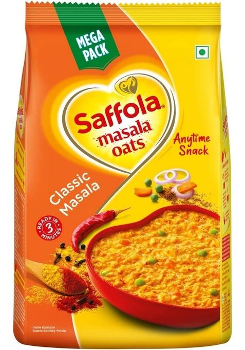 Saffola Masala Oats Karara Crunch, Tasty Evening Snack, Classic Masala With Crunchy Bits And Millets, 500G & Saffola Masala Oats | Tasty Evening Snack| Healthy Snack| Classic Masala| 500G