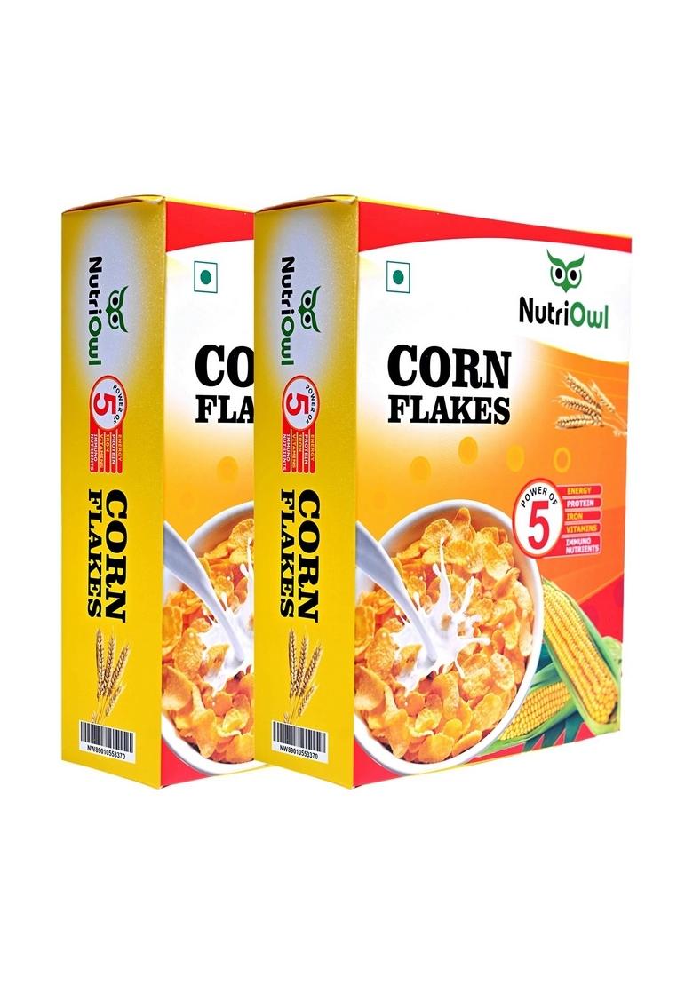 Nutriowl Corn Flakes 200G – Whole Grain Breakfast Cereal, Rich In Fibre, High In Calcium & Protein, Packed With Essential Vitamins & Minerals (Pack Of 2)
