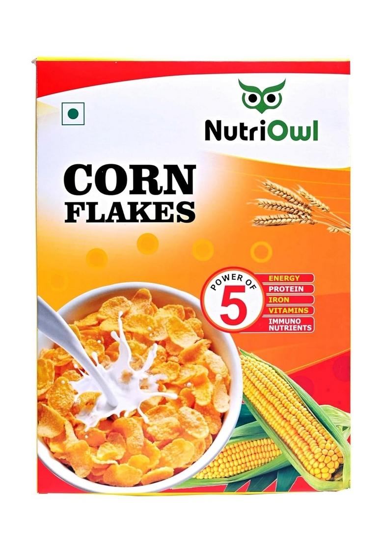 Nutriowl Corn Flakes 200G – Whole Grain Breakfast Cereal, Rich In Fibre, High In Calcium & Protein, Packed With Essential Vitamins & Minerals (Pack Of 2)