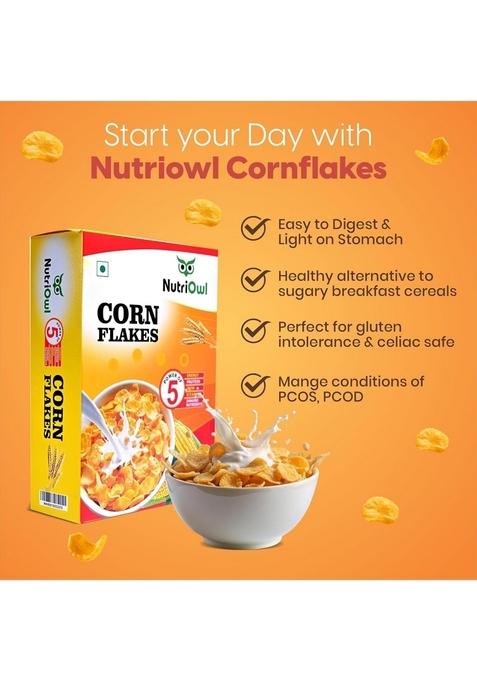 Nutriowl Corn Flakes 200G – Whole Grain Breakfast Cereal, Rich In Fibre, High In Calcium & Protein, Packed With Essential Vitamins & Minerals (Pack Of 2)