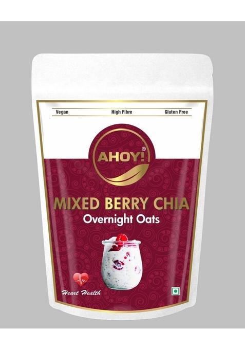 Ahoy! Overnight Oats | With Mixed Berries & Premium Chia Seeds | Vegan Oats| High Fiber| Gluten Free | High In Proteins And Fiber (200 Gm)