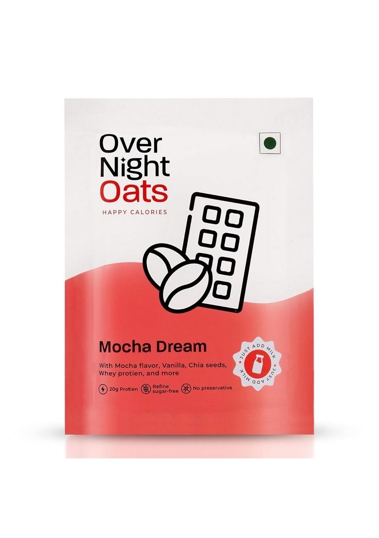 Overnight Oats 20Gm High Protein, Refined Sugar Free, With Mocha Flavour, Vanilla, Chia Seeds, Whey Protein & More| Breakfast Cereals For Weight Management| (Mocha Dream, 20Grams Protein, Pack Of 10)