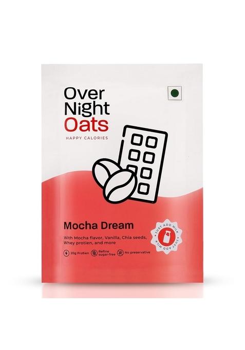 Overnight Oats 20Gm High Protein, Refined Sugar Free, With Mocha Flavour, Vanilla, Chia Seeds, Whey Protein & More| Breakfast Cereals For Weight Management| (Mocha Dream, 20Grams Protein, Pack Of 10)
