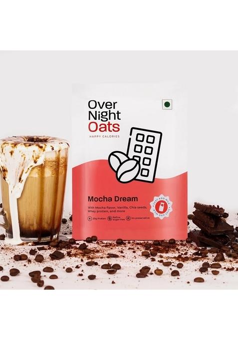 Overnight Oats 20Gm High Protein, Refined Sugar Free, With Mocha Flavour, Vanilla, Chia Seeds, Whey Protein & More| Breakfast Cereals For Weight Management| (Mocha Dream, 20Grams Protein, Pack Of 10)