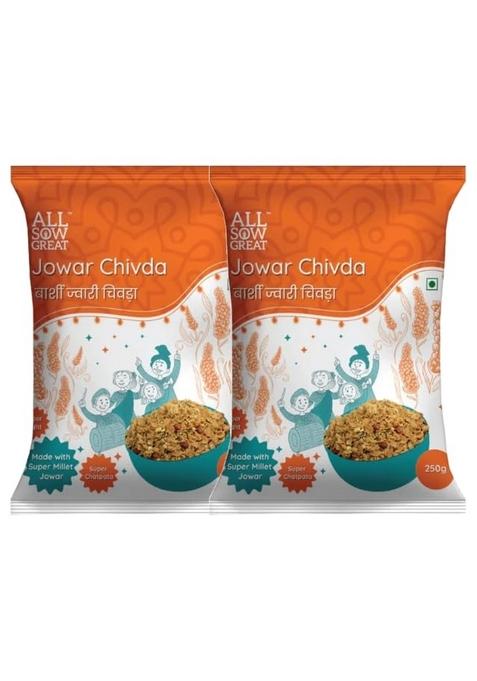 All Sow Great Jowar Flakes Chivda (250G Pack Of 2) | Jowar Poha Chivda For Breakfast | Healthy Snacks Rich In Fibre | Gluten Free Flakes