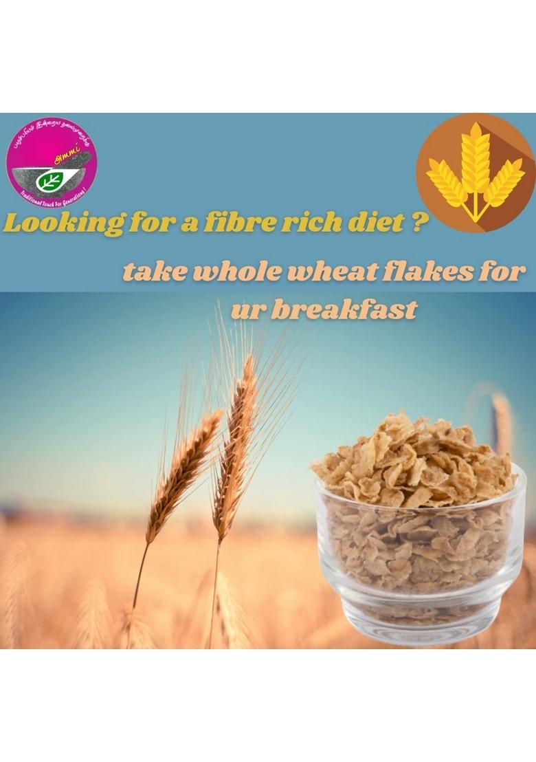 Ammi Samayal Wheat Flakes | Whole Grain Crunchie Corn Flakes | High-Fiber Triticium Poha | Gluten-Free Millet Flakes For Breakfast | Premium Organic Snacks | Pack Of 2 X 500G