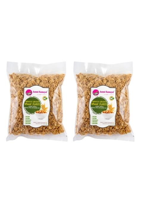 Ammi Samayal Wheat Flakes | Whole Grain Crunchie Corn Flakes | High-Fiber Triticium Poha | Gluten-Free Millet Flakes For Breakfast | Premium Organic Snacks | Pack Of 2 X 500G