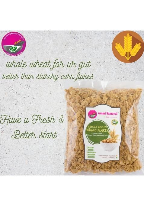 Ammi Samayal Wheat Flakes | Whole Grain Crunchie Corn Flakes | High-Fiber Triticium Poha | Gluten-Free Millet Flakes For Breakfast | Premium Organic Snacks | Pack Of 2 X 500G