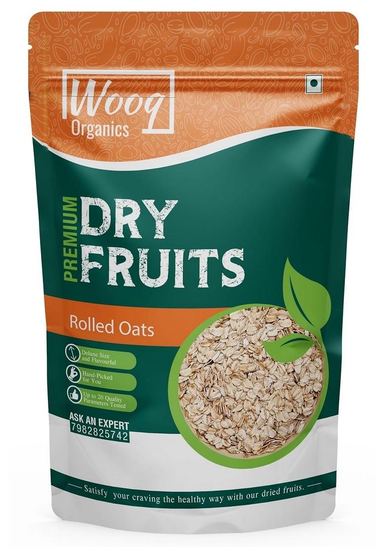 Wooq Organics Organic Rolled Oats 1Kg- Rolled Oats, Whole Grain, Breakfast Cereal, 1Kg, (500G X 2 Packs)
