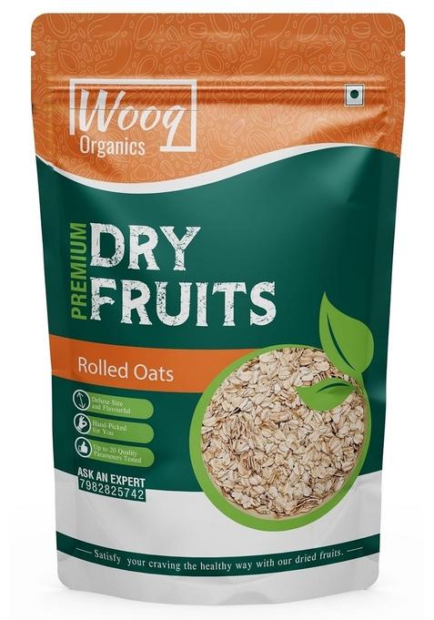 Wooq Organics Organic Rolled Oats 1Kg- Rolled Oats, Whole Grain, Breakfast Cereal, 1Kg, (500G X 2 Packs)