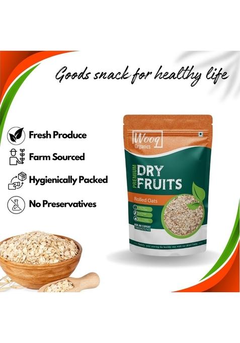 Wooq Organics Organic Rolled Oats 1Kg- Rolled Oats, Whole Grain, Breakfast Cereal, 1Kg, (500G X 2 Packs)