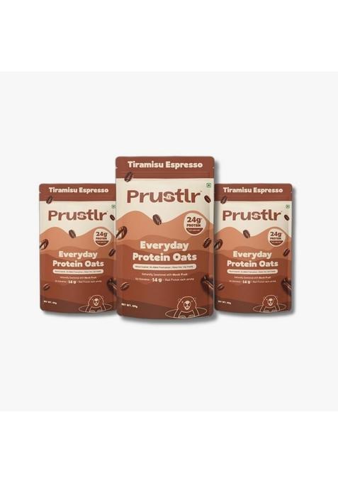 Prustlr Tiramisu Espresso – Everyday Protein Oats 24G Protein | Gluten-Free | Guilt-Free | Vegan Friendly | Nature-Inspired | No Added Preservatives | Pack Of 3