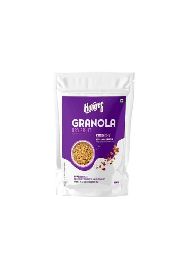Hunger 0 Granola Crunchy Breakfast Cereal | No Added Sugar | High Protein & Antioxidants | Wholegrain & Fiber Rich (Multiflavour) (400G, Granola Dry Fruit)