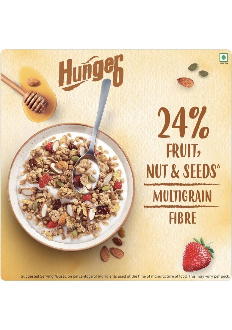 Hunger 0 Granola Crunchy Breakfast Cereal | No Added Sugar | High Protein & Antioxidants | Wholegrain & Fiber Rich (Multiflavour) (400G, Granola Dry Fruit)