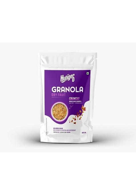 Hunger 0 Granola Crunchy Breakfast Cereal | No Added Sugar | High Protein & Antioxidants | Wholegrain & Fiber Rich (Multiflavour) (400G, Granola Dry Fruit)