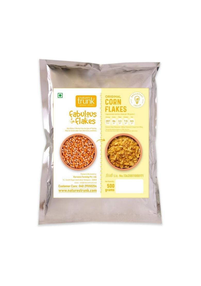 Nature'S Trunk Corn Flakes, Original, 500G, Natural Ingredients, No Additives, High Fiber, Crunchy Breakfast Cereal