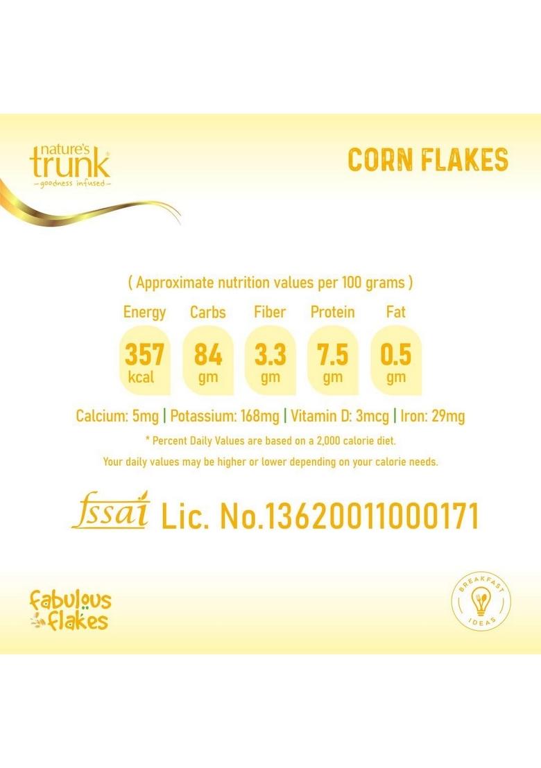 Nature'S Trunk Corn Flakes, Original, 500G, Natural Ingredients, No Additives, High Fiber, Crunchy Breakfast Cereal