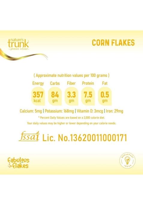 Nature'S Trunk Corn Flakes, Original, 500G, Natural Ingredients, No Additives, High Fiber, Crunchy Breakfast Cereal