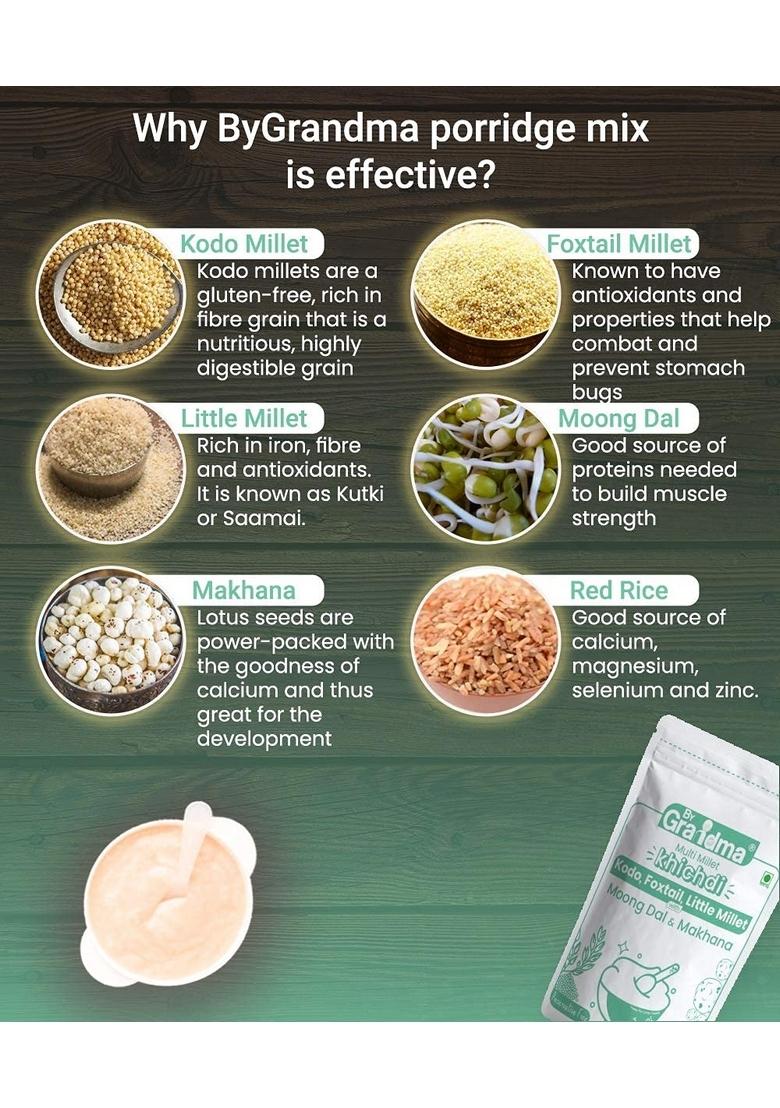 Bygrandma Multi Millet Kichidi Mix Instant Food For Little Ones | Preservative Free Instant Porridge Mix For Kids | 560G