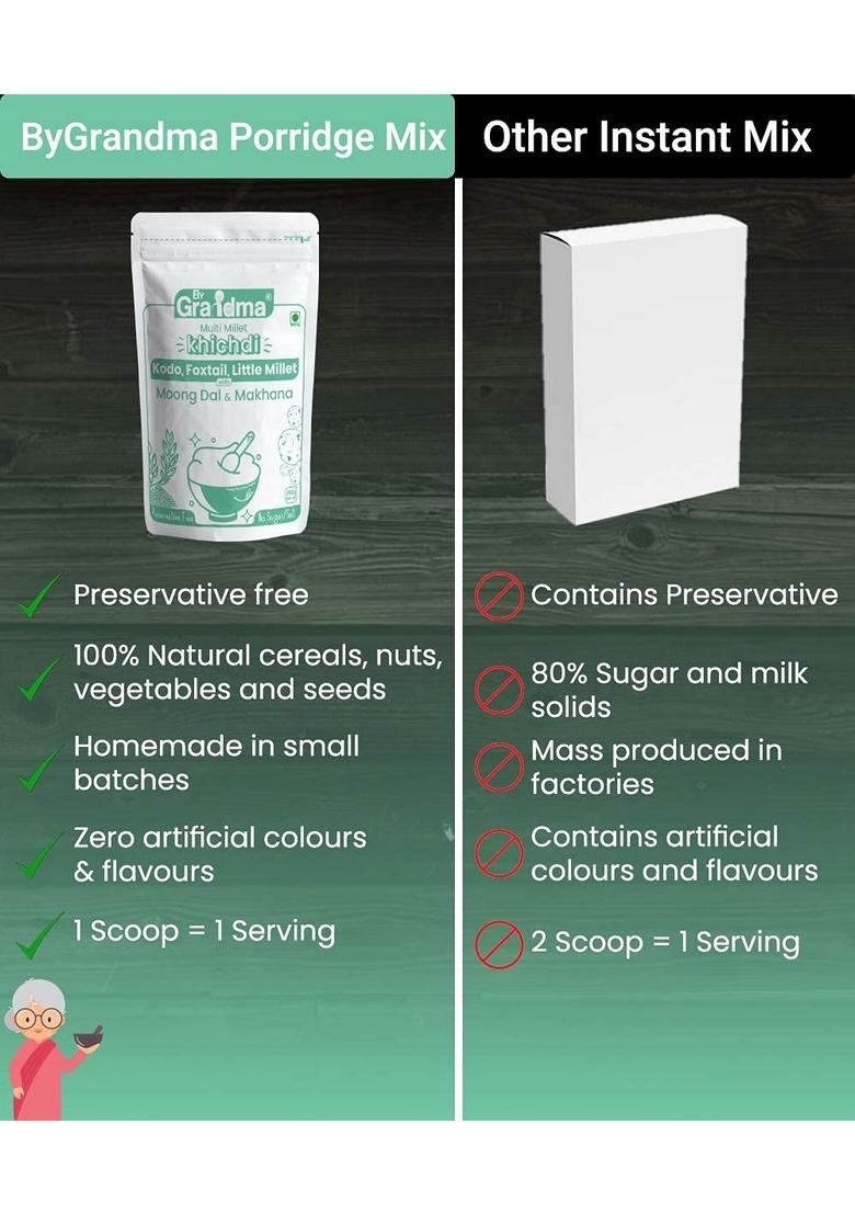 Bygrandma Multi Millet Kichidi Mix Instant Food For Little Ones | Preservative Free Instant Porridge Mix For Kids | 560G